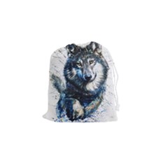 Gray Wolf - Forest King Drawstring Pouch (small) by kot737