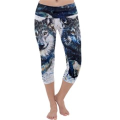 Gray Wolf - Forest King Capri Yoga Leggings by kot737