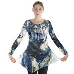 Gray Wolf - Forest King Long Sleeve Tunic  by kot737