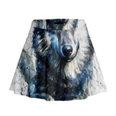 Gray Wolf - Forest King Mini Flare Skirt by kot737