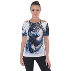 Gray Wolf - Forest King Shoulder Cut Out Short Sleeve Top by kot737