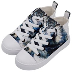 Gray Wolf - Forest King Kids  Mid-top Canvas Sneakers by kot737