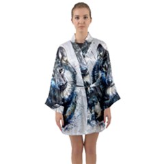 Gray Wolf - Forest King Long Sleeve Kimono Robe by kot737