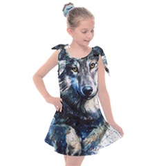 Gray Wolf - Forest King Kids  Tie Up Tunic Dress by kot737