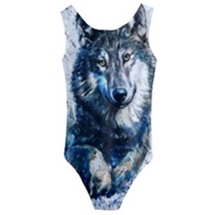 Gray Wolf - Forest King Kids  Cut-out Back One Piece Swimsuit