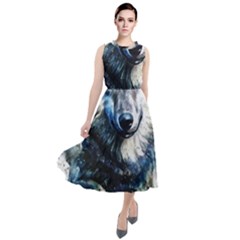 Gray Wolf - Forest King Round Neck Boho Dress by kot737