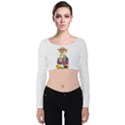 Cowgirl Sugar Skull Velvet Long Sleeve Crop Top View1