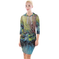 Original Abstract Art Quarter Sleeve Hood Bodycon Dress by scharamo