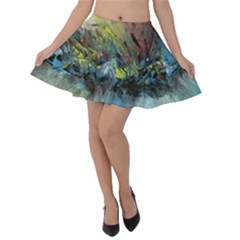 Original Abstract Art Velvet Skater Skirt