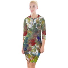 Original Abstract Art Quarter Sleeve Hood Bodycon Dress by scharamo