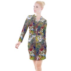 Original Abstract Art Button Long Sleeve Dress by scharamo