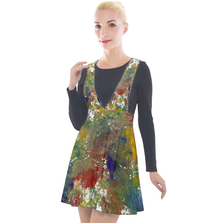 Original Abstract Art Plunge Pinafore Velour Dress