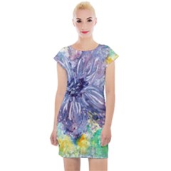 Original Abstract Art Cap Sleeve Bodycon Dress by scharamo