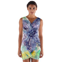 Original Abstract Art Wrap Front Bodycon Dress by scharamo