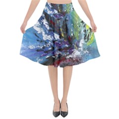 Original Abstract Art Flared Midi Skirt