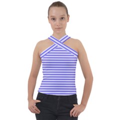 Striped Cross Neck Velour Top