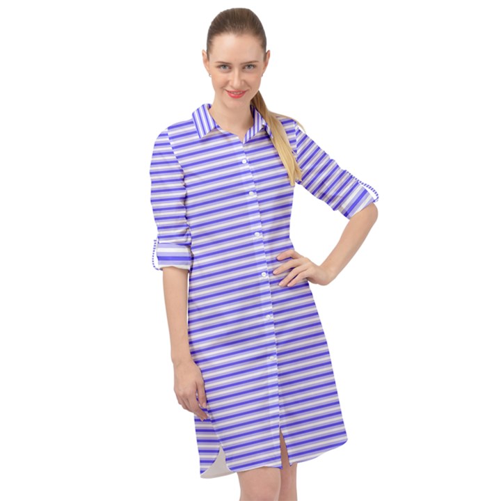 Striped Long Sleeve Mini Shirt Dress