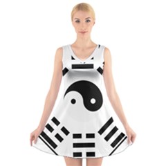 Bagua Yin Yang Yang Yin Chinese V-neck Sleeveless Dress by Pakrebo