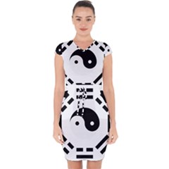 Bagua Yin Yang Yang Yin Chinese Capsleeve Drawstring Dress  by Pakrebo