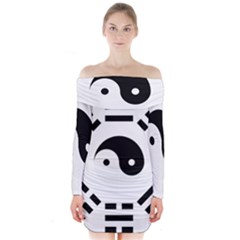 Bagua Yin Yang Yang Yin Chinese Long Sleeve Off Shoulder Dress by Pakrebo