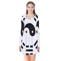 Bagua Yin Yang Yang Yin Chinese Long Sleeve V-neck Flare Dress by Pakrebo