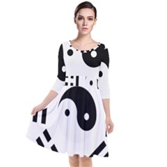 Bagua Yin Yang Yang Yin Chinese Quarter Sleeve Waist Band Dress by Pakrebo