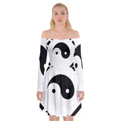 Bagua Yin Yang Yang Yin Chinese Off Shoulder Skater Dress by Pakrebo