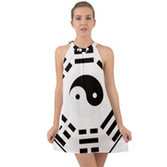 Bagua Yin Yang Yang Yin Chinese Halter Tie Back Chiffon Dress by Pakrebo