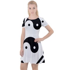 Bagua Yin Yang Yang Yin Chinese Cap Sleeve Velour Dress  by Pakrebo