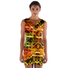 Mosaic Structure Grain Mode Wrap Front Bodycon Dress by Pakrebo