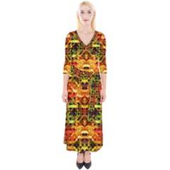 Mosaic Structure Grain Mode Quarter Sleeve Wrap Maxi Dress by Pakrebo