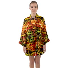 Mosaic Structure Grain Mode Long Sleeve Kimono Robe by Pakrebo