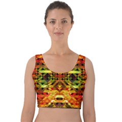 Mosaic Structure Grain Mode Velvet Crop Top by Pakrebo