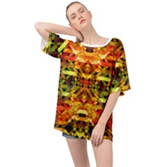 Mosaic Structure Grain Mode Oversized Chiffon Top