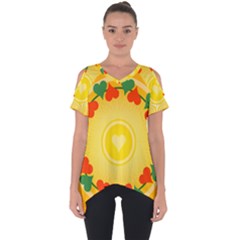 Mandala Floral Round Circles Cut Out Side Drop Tee