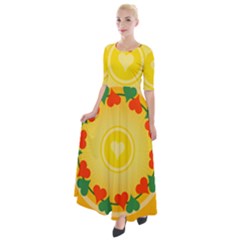 Mandala Floral Round Circles Half Sleeves Maxi Dress