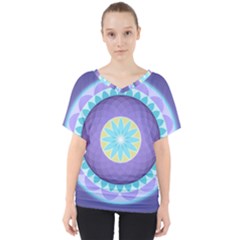 Mandala Circles Meditation V-neck Dolman Drape Top by Pakrebo