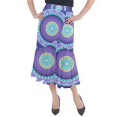 Mandala Circles Meditation Midi Mermaid Skirt