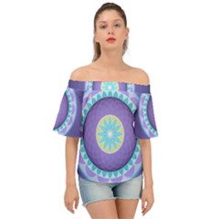 Mandala Circles Meditation Off Shoulder Short Sleeve Top