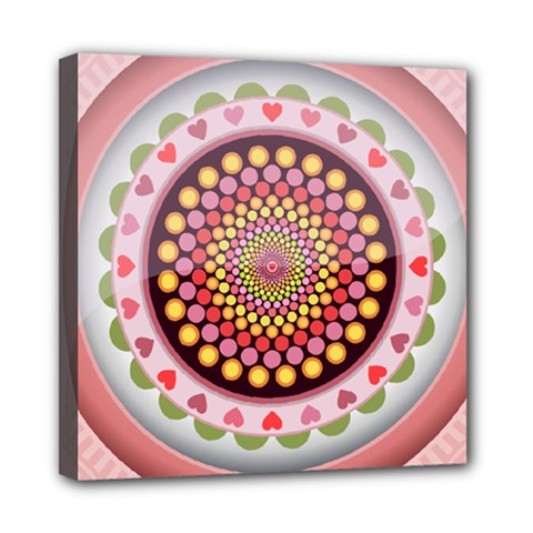 Mandala Zentangle Floral Round Mini Canvas 8  X 8  (stretched) by Pakrebo