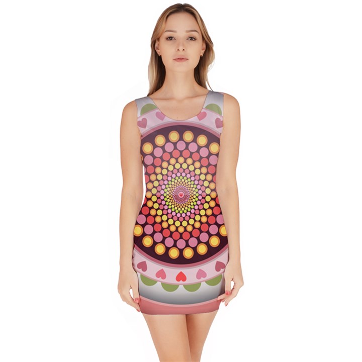 Mandala Zentangle Floral Round Bodycon Dress