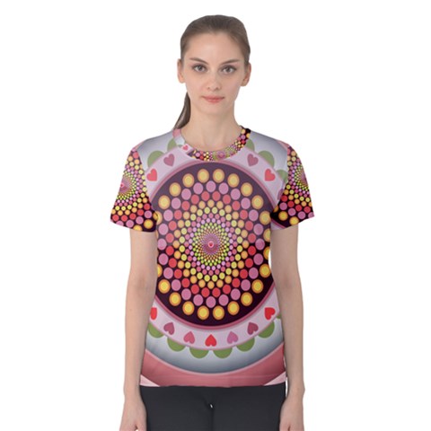 Mandala Zentangle Floral Round Women s Cotton Tee by Pakrebo