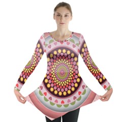 Mandala Zentangle Floral Round Long Sleeve Tunic  by Pakrebo