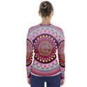 Mandala Zentangle Floral Round V-Neck Long Sleeve Top View2