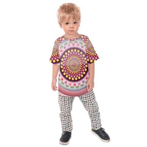 Mandala Zentangle Floral Round Kids  Raglan Tee by Pakrebo