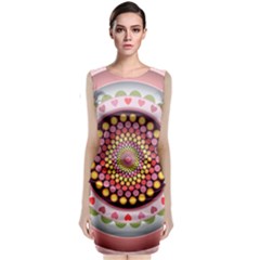 Mandala Zentangle Floral Round Sleeveless Velvet Midi Dress