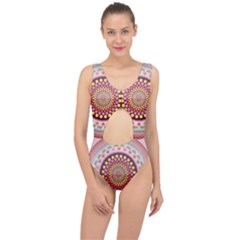 Mandala Zentangle Floral Round Center Cut Out Swimsuit by Pakrebo