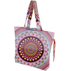 Mandala Zentangle Floral Round Drawstring Tote Bag by Pakrebo