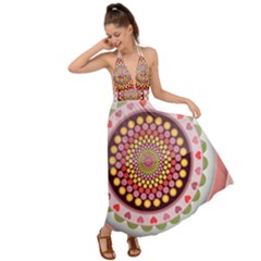 Mandala Zentangle Floral Round Backless Maxi Beach Dress