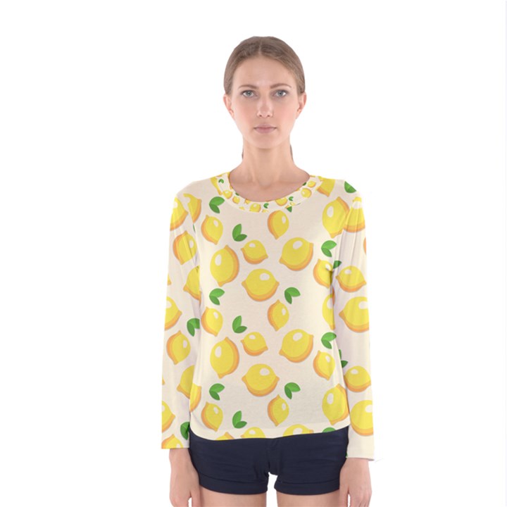 Fruits Template Lemons Yellow Women s Long Sleeve Tee